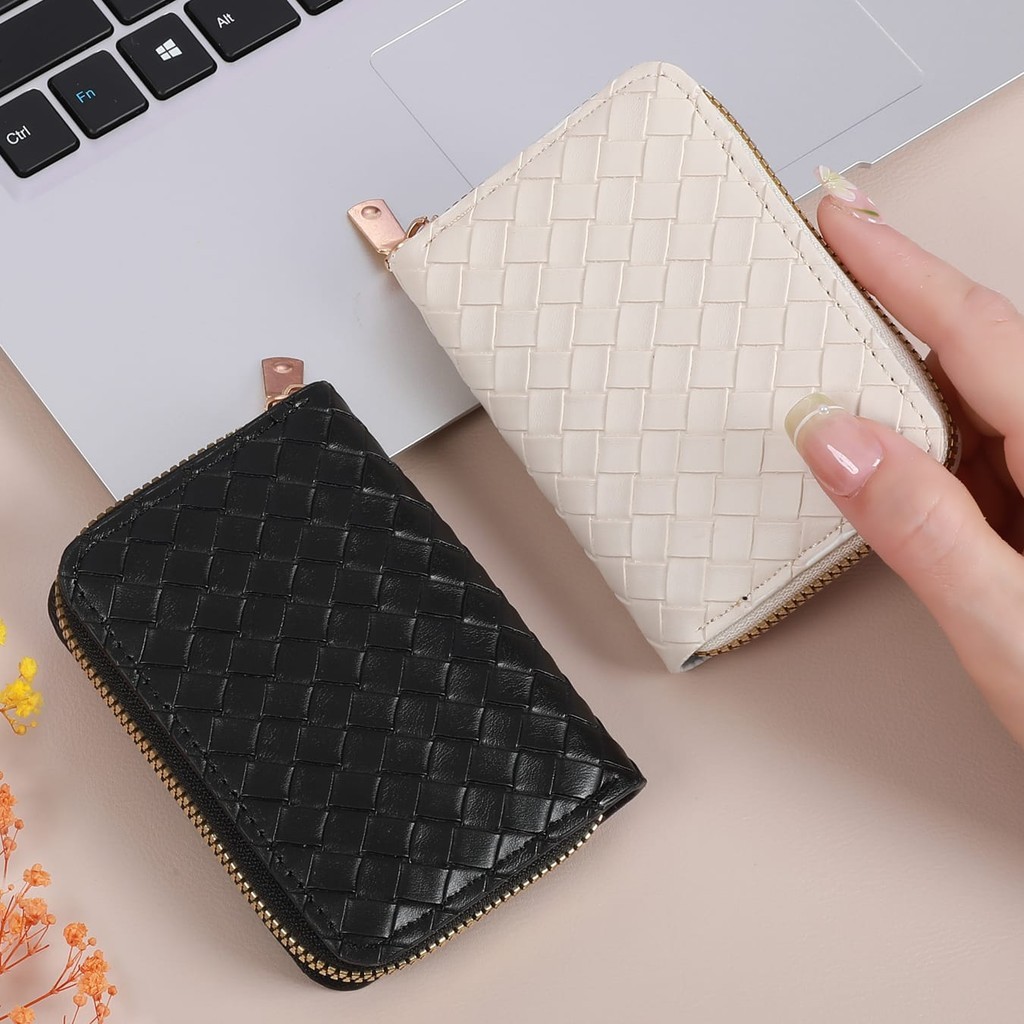 Dompet Kartu Dompet Mini Motif Anyam Polos Casual  Dompet cewek Dompet wanita Dompet koin  ATS