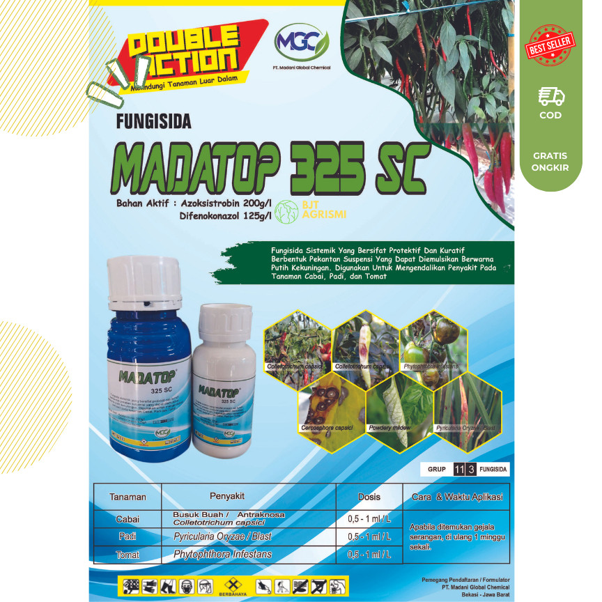 Fungisida Sistemik Madatop 325SC 250 ML  Mencegah Busuk daun antraknosa amistar tandem miravis