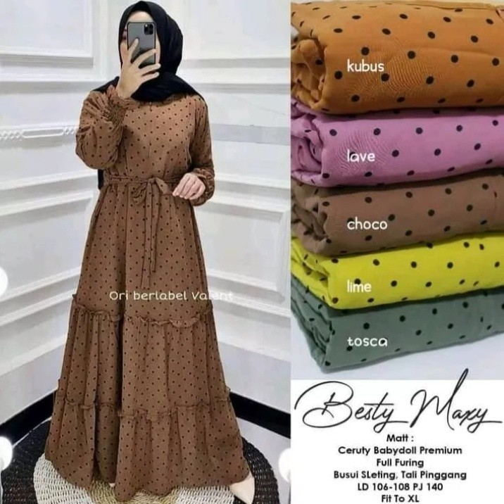 GAMIS POLKADOT MEWA ELEGAN IMPORT 2022/gamis 2022 modern lebaran mewah | cod gamis cringkle motif po