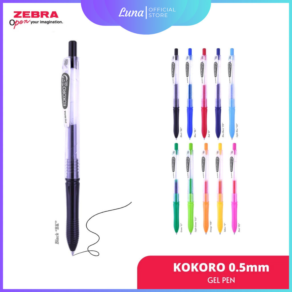 

Pulpen Gel Zebra Kokoro Satuan Warna Colorful 0.5mm Pigment Gel