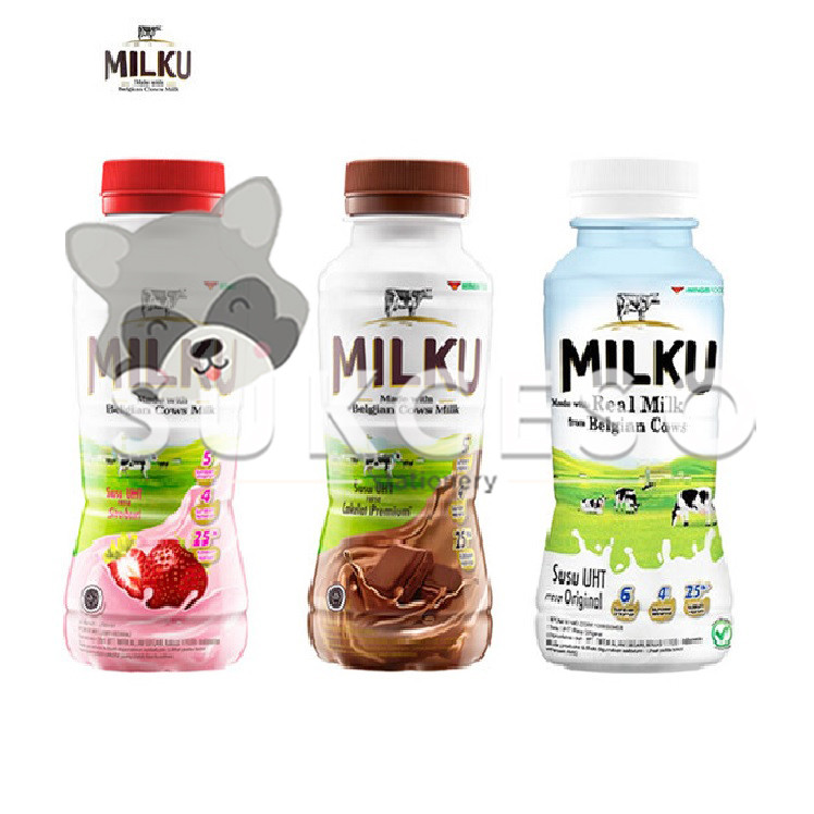 

MILKU Susu UHT Original/Coklat/Strawberry 200ml SATUAN Murah