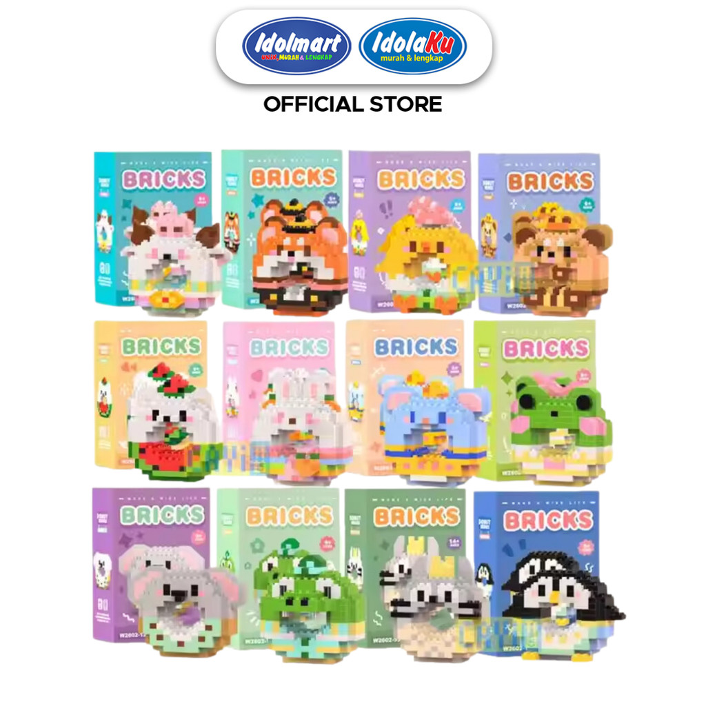 IDOLMART Bricks Donat Karakter Mainan Balok DIY Mainan Edukasi - BANDUNG