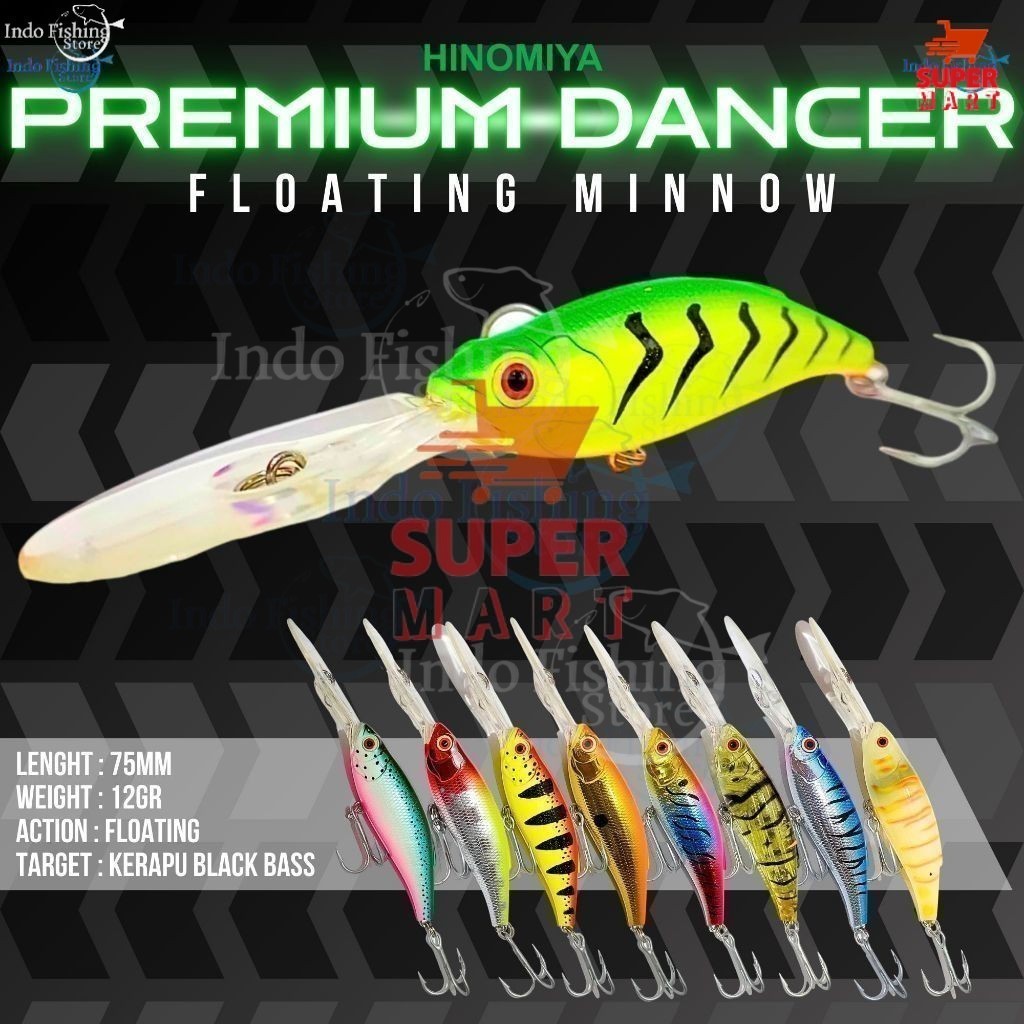 Supermart Surabaya Umpan HINOMIYA Premium Dancer Floating Minnow Lure 7.5cm 12gr Mancing Casting Ker
