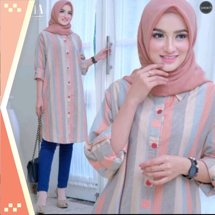 Promo Murah Pakaian Wanita Tunik Cantik PRemium / TUNIK KATUN SALUR TERBARU TUNIK GARIS SALUR WANITA