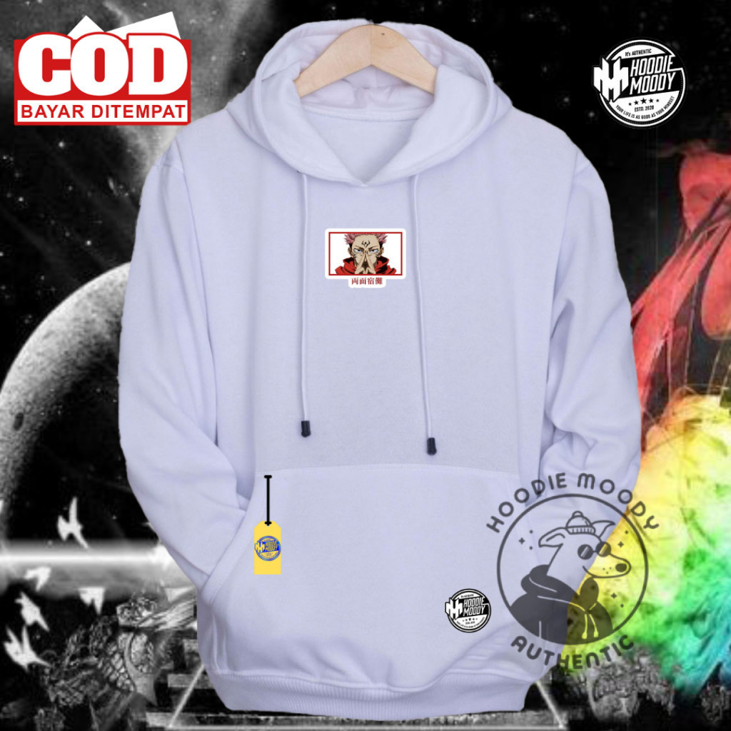 HOODIE.MOODY Sweater pria hoodie anime jjk sukuna jujutsu kaisen aesthetic merah burgundy distro kat