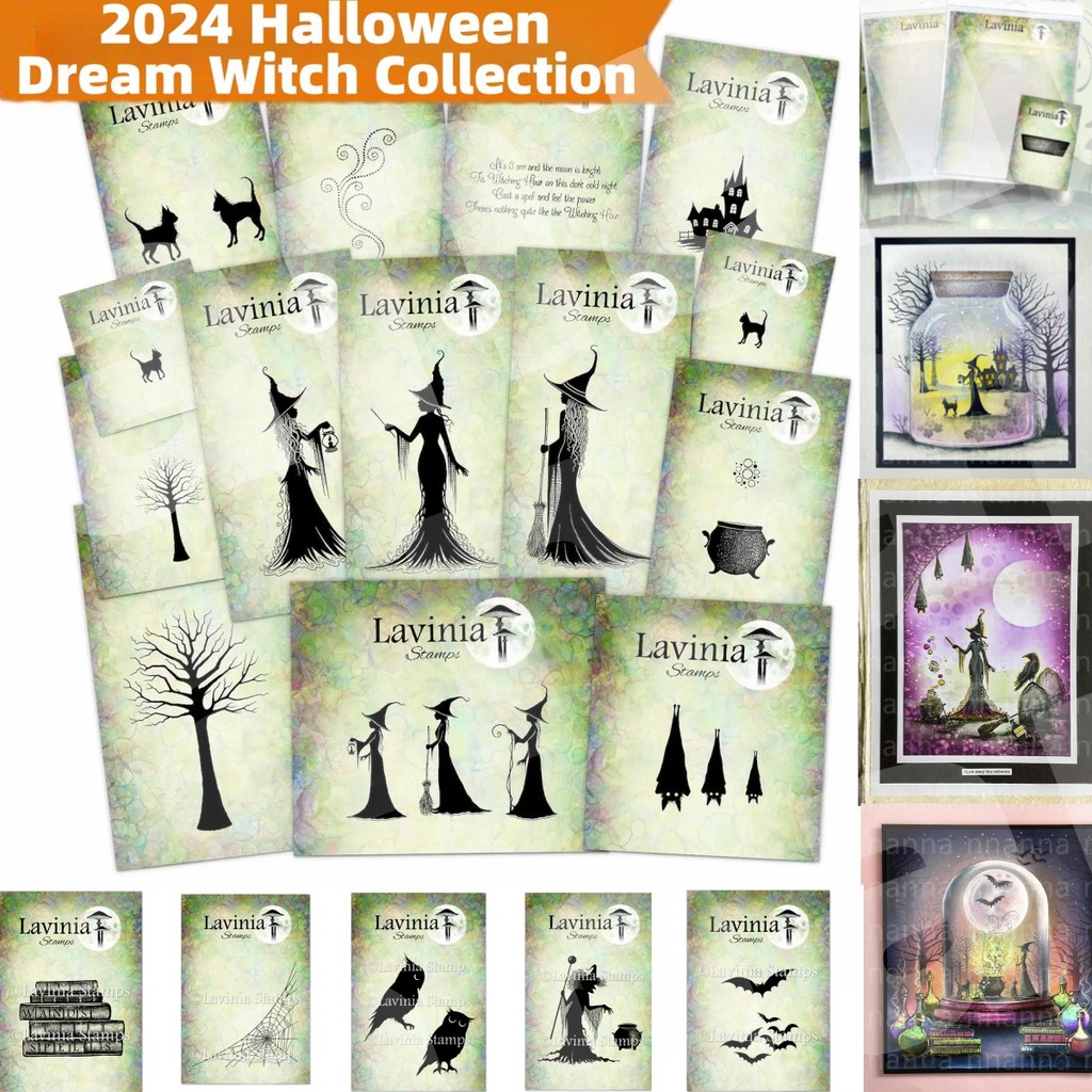 

2024 Halloween Witch Collection Clear Stamps Cutting Die for DIY Scrapbook Handcraft Gift Card New Stamp Craft Template Supplie