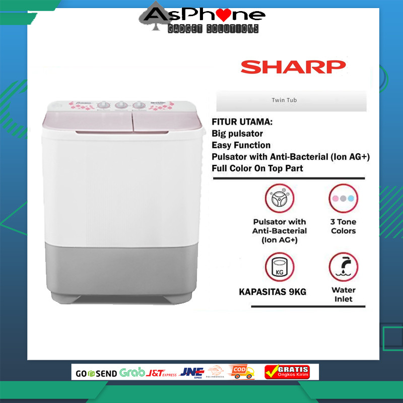 MESIN CUCI SHARP 9KG 2 TABUNG 90MW 9 KG 90 MW EST90MW