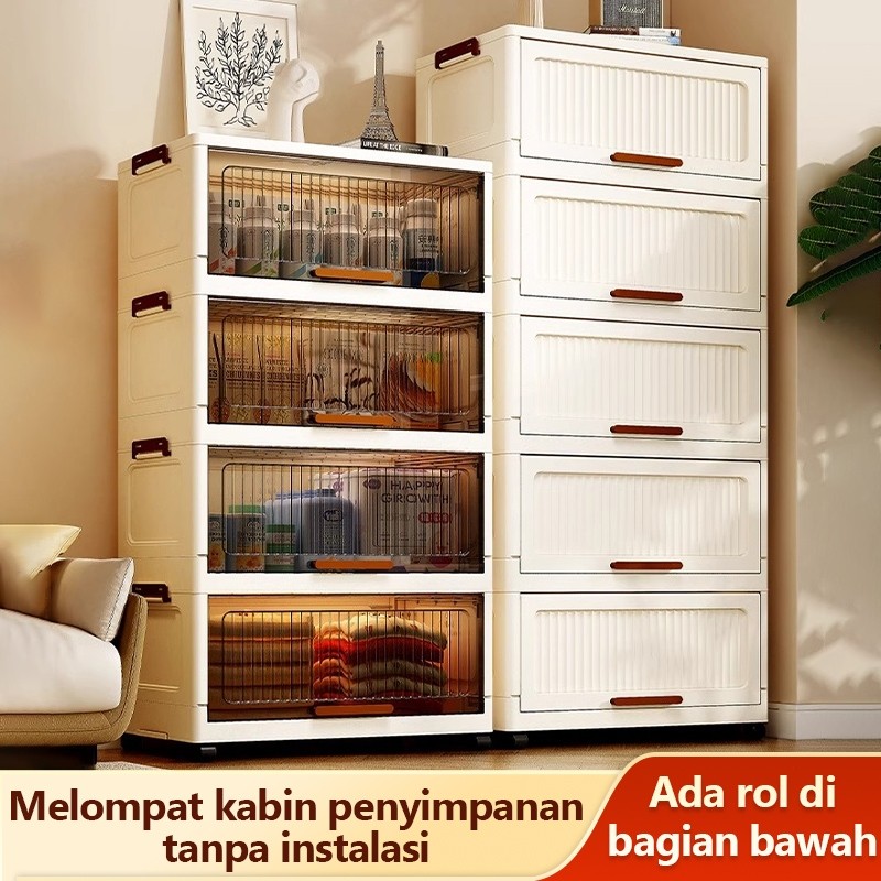 Sontim Drawer Storage Cabinet Lemari Pakaian Plastik Lemari Plastik Tebal Putih Polos/Bisa Dilipat U