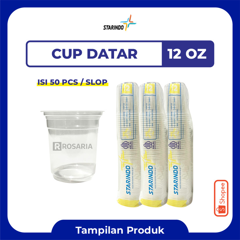 CUP POLOS DATAR 12 OZ STARINDO 5 gr Plastik Bening Gelas Minuman