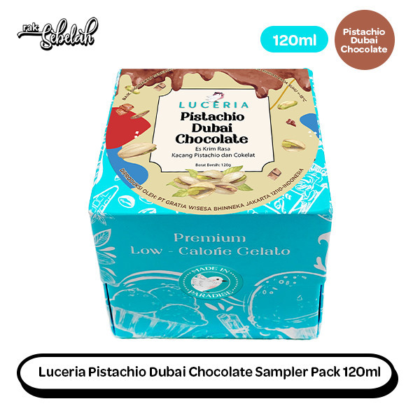 

Luceria Pistachio Dubai Chocolate Sampler Pack 120ml - Es Kacang Cokelat Premium | High uality | Low Calories | No Peservatives