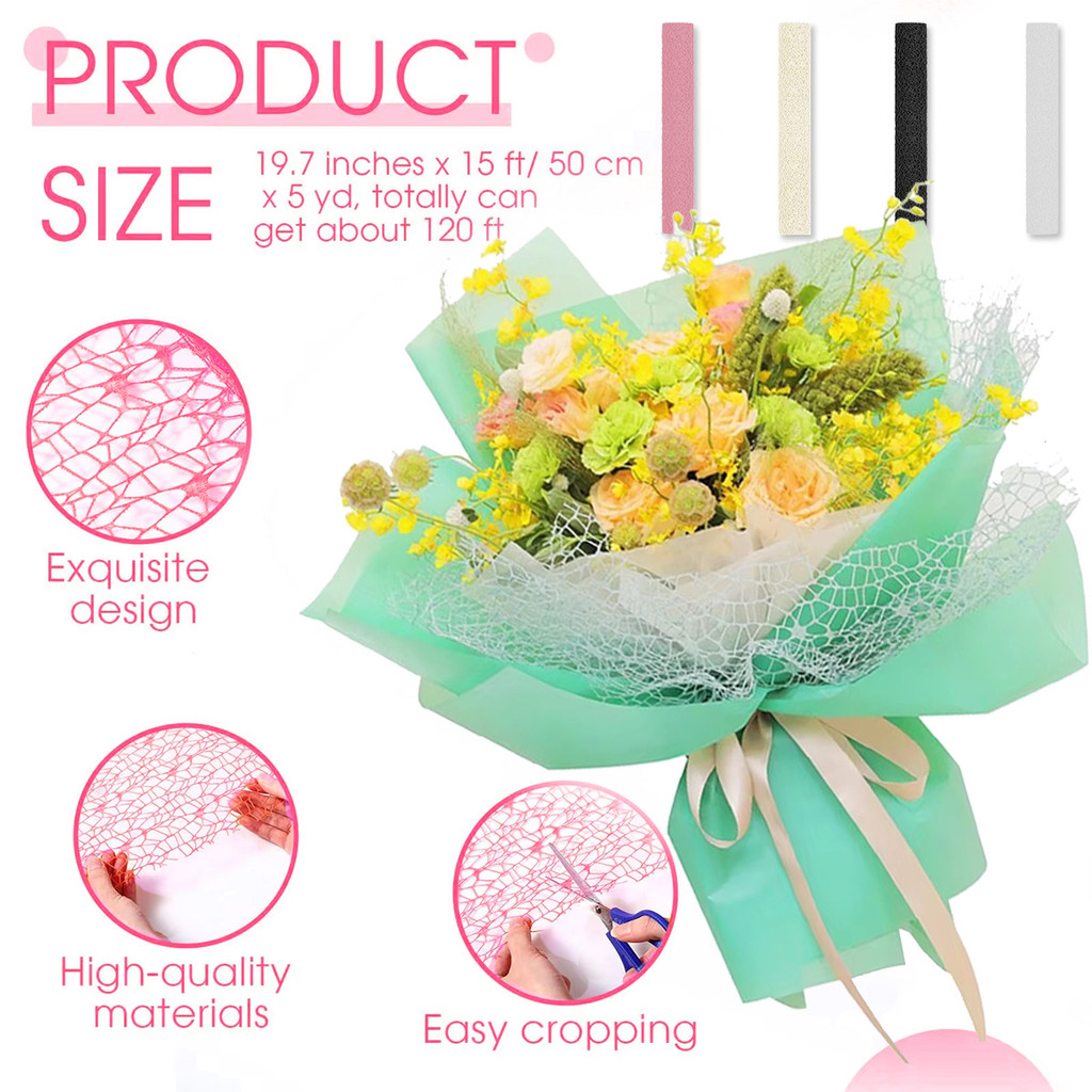 

Flower Paper Wrapping Roll Kertas Buket Bunga Packaging Sheet Florist Wrap Bouquet Paper Snow Jaring 50cm*5