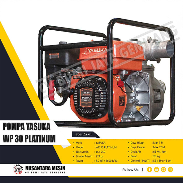 MESIN POMPA AIR SAWAH 3 INCH YASUKA WP 30 PLATINUM