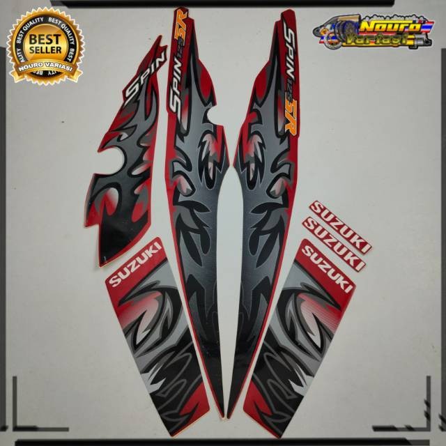 Aksesoris motor Striping Suzuki spin sr 125 2011 merah full stiker Lis body motor berkualitas terbai