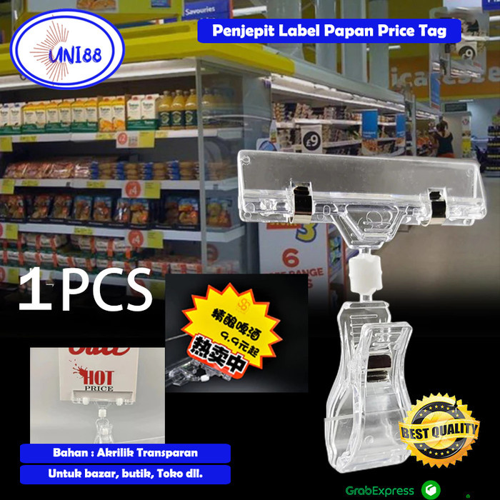 Penjepit Label Harga Papan Name Tag Bening Display Klip Jepitan Promo Transparan Clip Hanger Jepit L