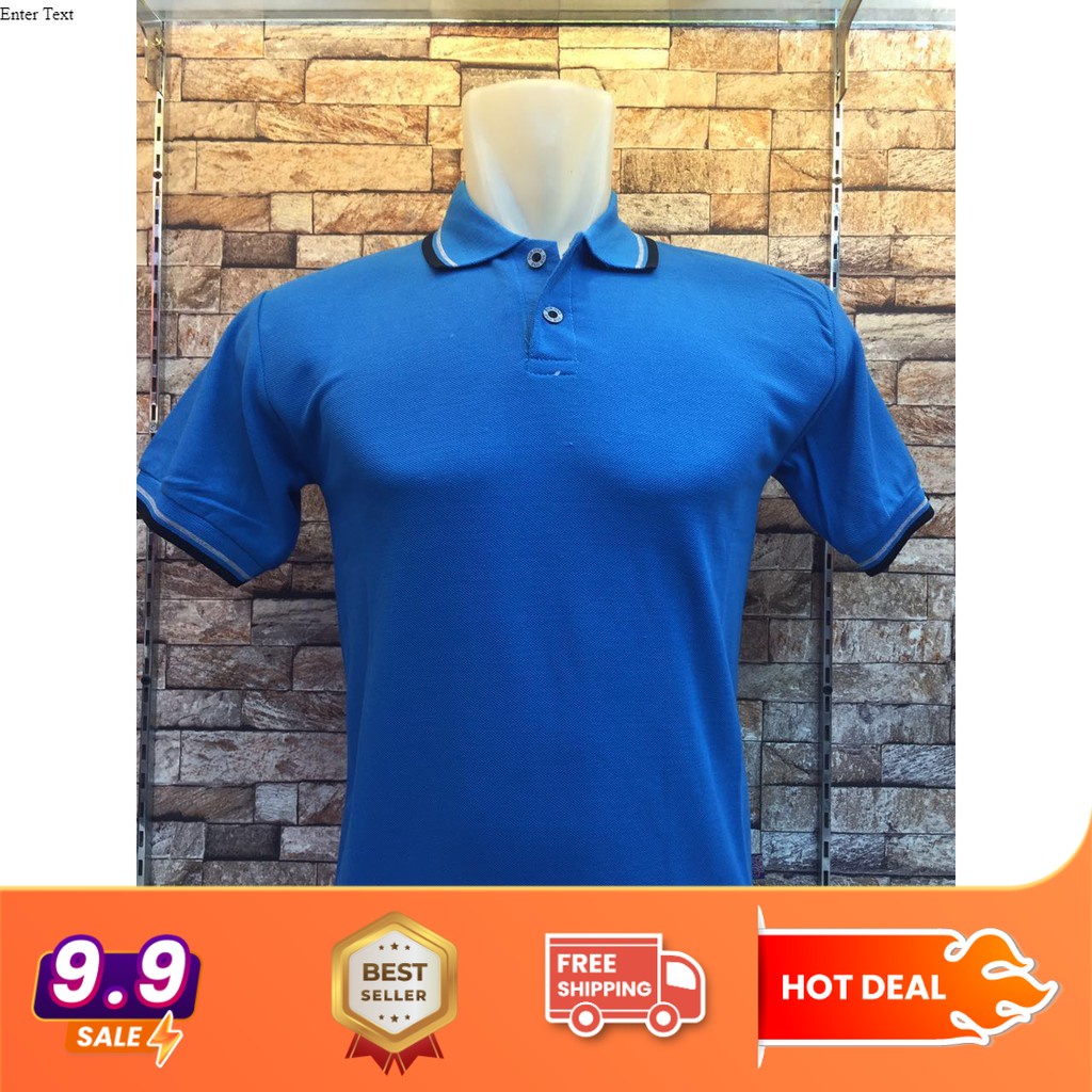 KAOS KERAH LIST BIRU TURKIS - POLO KERAH MURAH WARNA BIRU TURKIS - BIRU TURKIS - SHIRT PRIA - WARNA