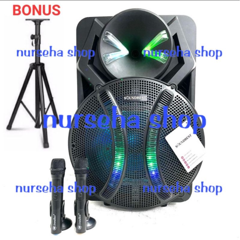 Speaker portable 18 inch bluetooth SOUNDBEST FT 18 free stand