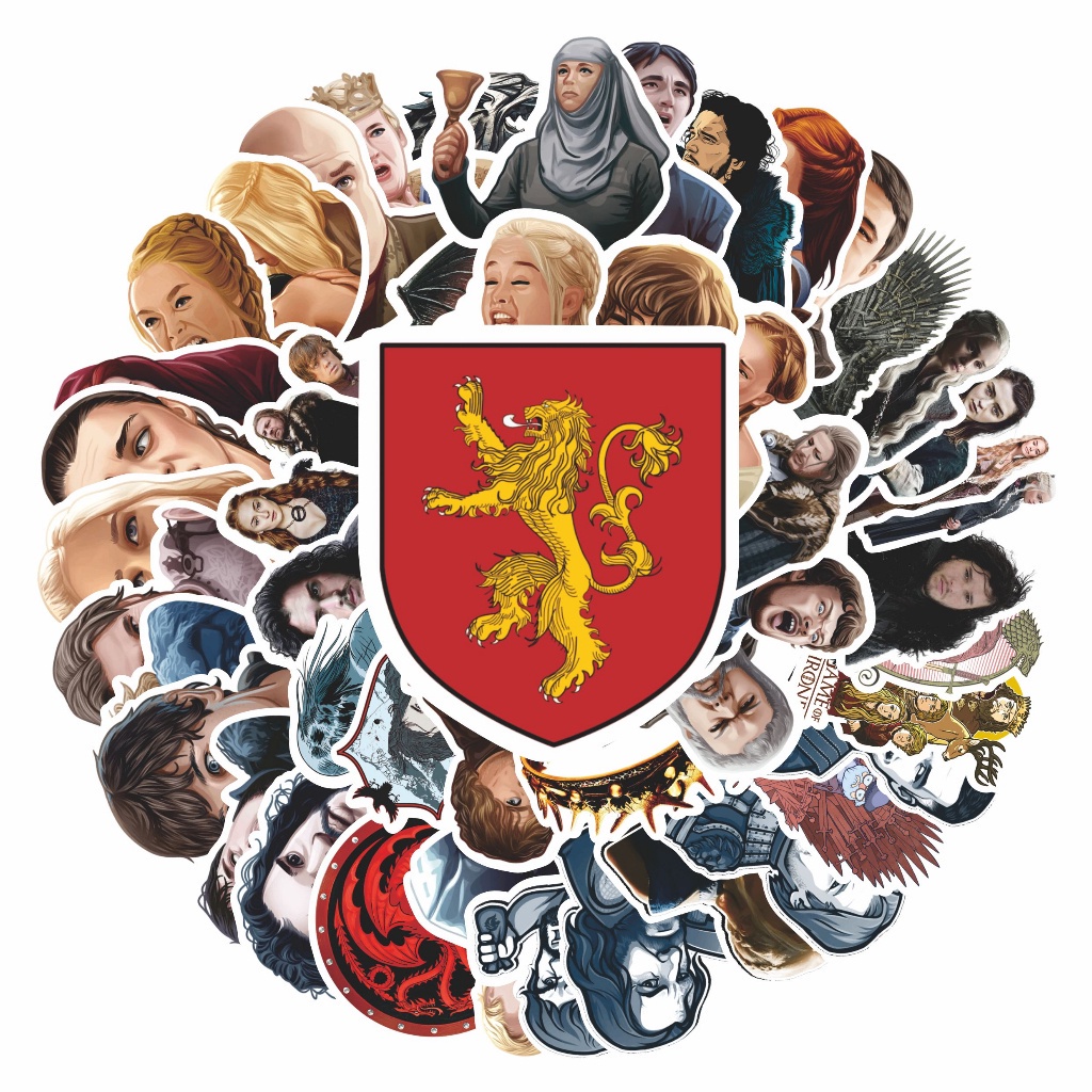 

COD✨ 50 Pcs Stiker Pack Keren Game of throne Lucu Aesthetic Vynil Waterproof untuk Freebies Sticker Buku Journal Casing HP Laptop