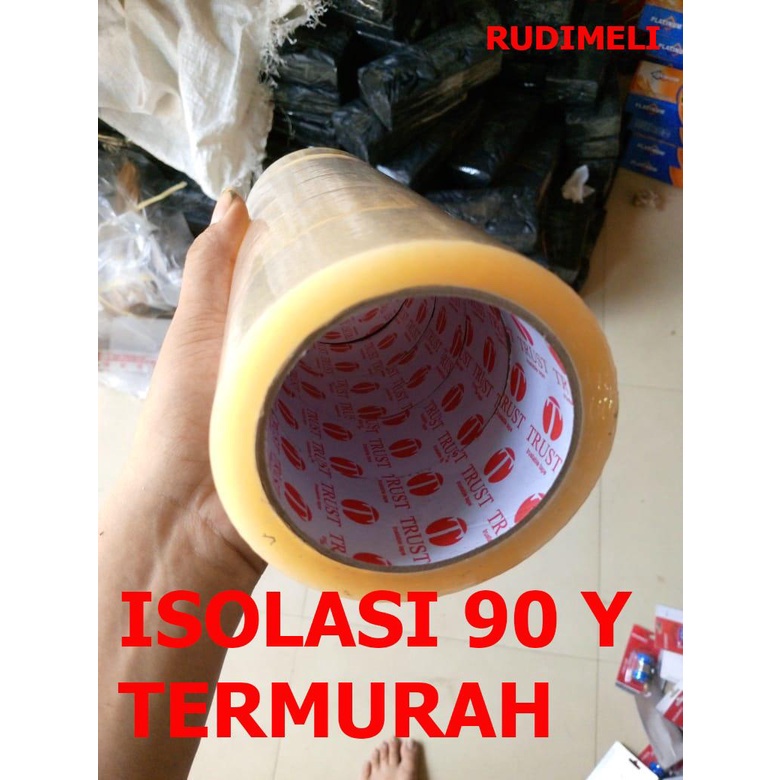 

TERMURAH" cuci gudang TRUST Lakban Isolasi Solatip Coklat DAN BENING 48mm x 90y Lakban Packing 1 Selop 6 PCS