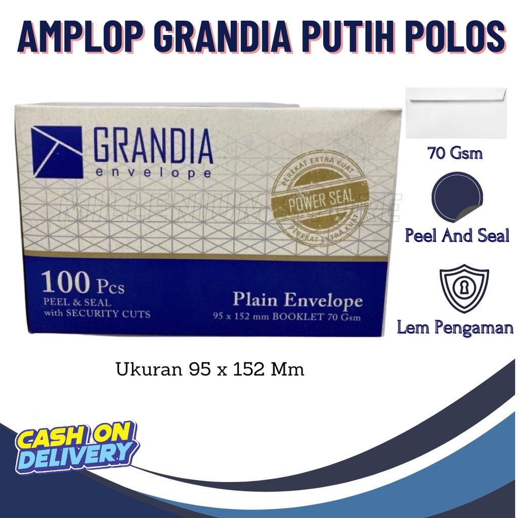 

[ 1 PAK ISI 100 PCS ] Amplop Putih Grandia Polos / Amplop Putih Polos 104 / Amplop Uang / Amplop Surat / Amplop Kondangan / Tebel Tidak Mudah Menerawang / Bisa Bayar Di Tempat / toko1_gemilang