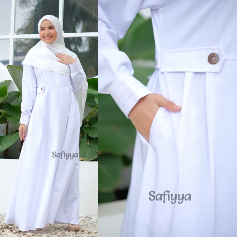 Gamis manasik haji putih polos bahan katun toyobo fodu original