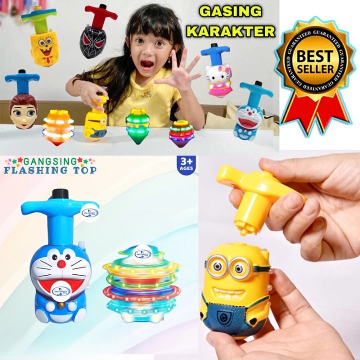 KIDDY TOYS MAINAN EDUKASI ANAK GANGSING PUTAR LAMPU LED Musik - Mainan Gangsing Anak Flashing Top