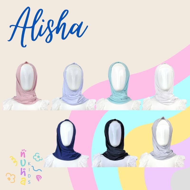 Hijab Anak Instan Jersey Premium Jilbab Bergo 4 5 6 7 8 9 10 11 tahun Alisha Nuha Kids