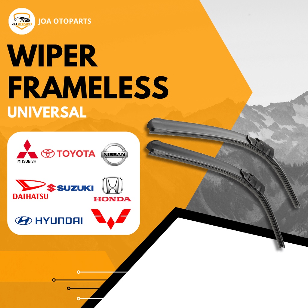 Wiper Frameless Mobil untuk Semua Jenis Mobil - Wiper Kaca Mobil Model Frameless Banana Karet 1 Set 
