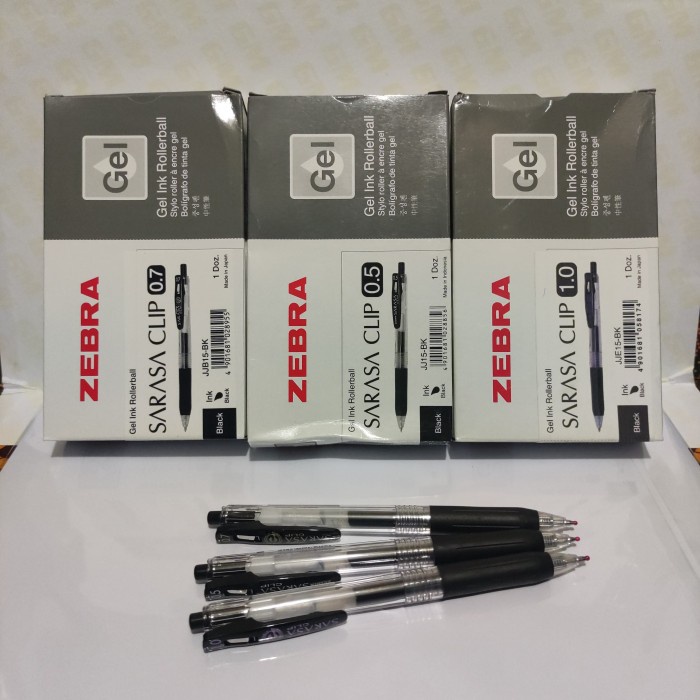 

[New]/Promo Bolpen Gel sarasa 0.5 0.7 1.0 hitam biru 1 lusin - Hitam, 0.5