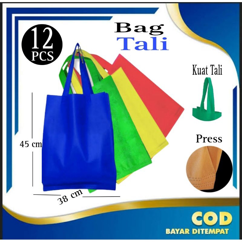 

1 lusin /12 pcs, Tas Kain Spunbond Goodie Bag Handle Lipat Samping L=Besar 38x45 Kantong Belanja Lipat Samping Serbaguna,Souvenir,Seminar,Polos,Sablon