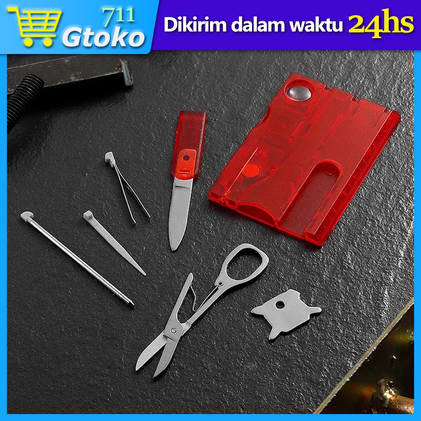 Victorinox Swisscard Lite Pocket Tool Blade Scissors Penggaris Skala Kaca Pembesar Screwdriver Tweez