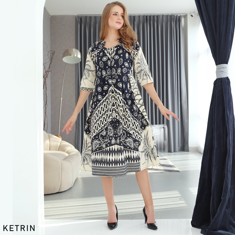 Ketrin Dress Wanita Batik Couple Modern Dress Batik Modern