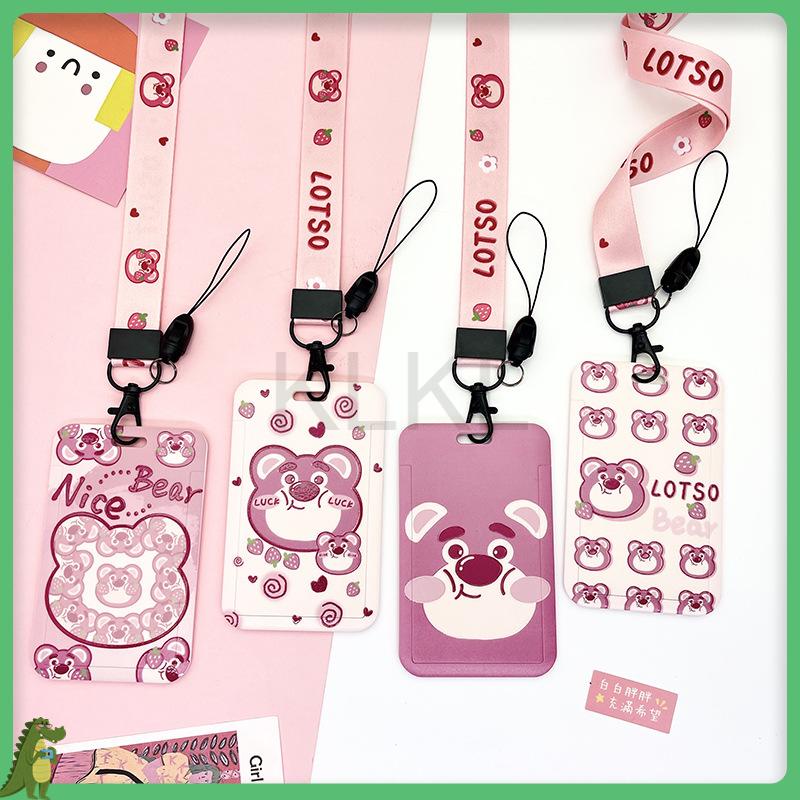 

✨ KLKL ✨ Cute Strawberry Bear Cartoon Card Case Student Access Card Game Card Kindergarten Transfer Card Protection Case