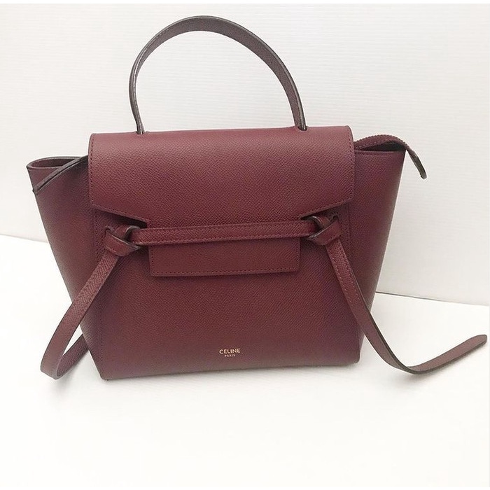 Tas Wanita Preloved Bag Celine Nano Belt Maroon Bordeux 2019 GHW