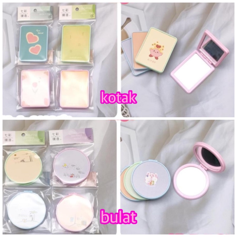 KACA LIPAT DUO TEBAL / CEMIN LIPAT KOTAK / CERMIN LIPAT BULAT / CERMIN KULIT / KACA DUA SISI-3