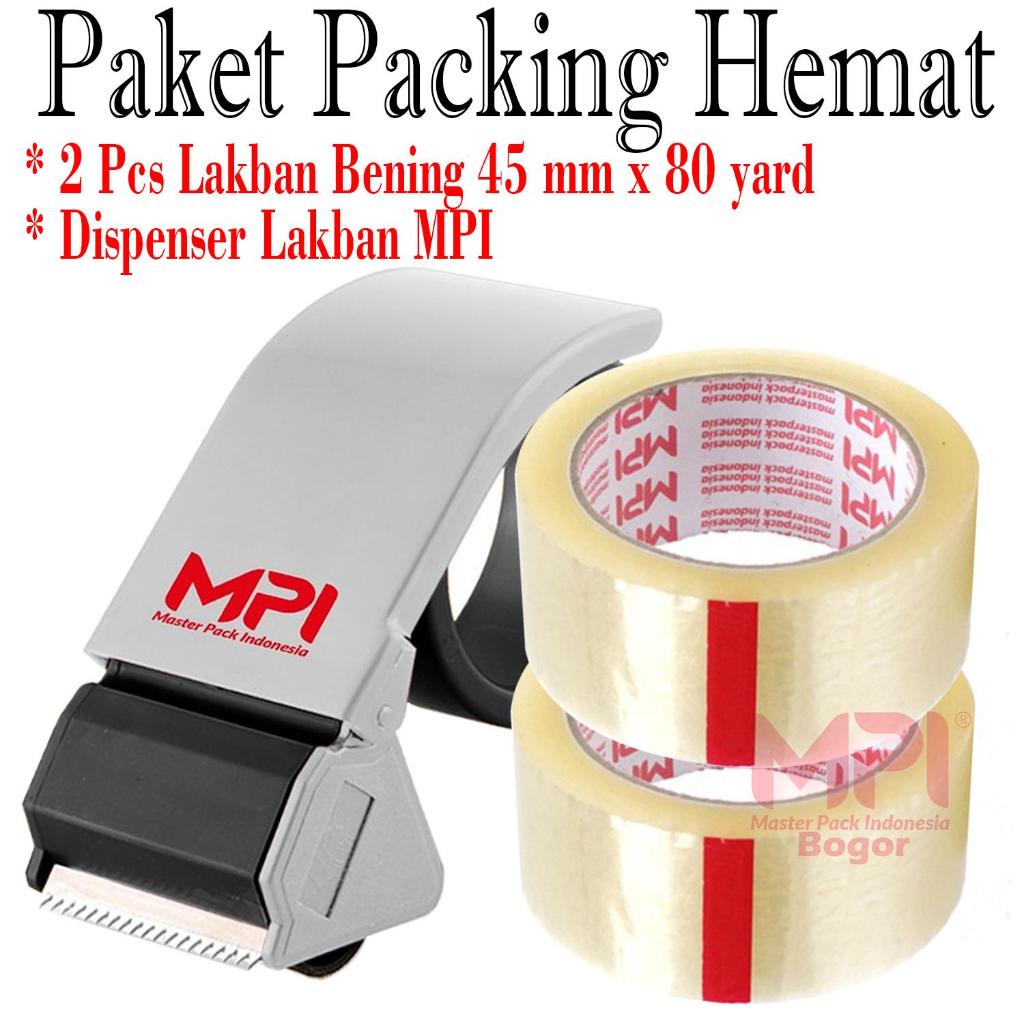 

2 PCS Lakban Bening MPI 45 mm x 80 Yard + 1 Dispenser Lakban MPI - Master Pack Indonesia Bogor