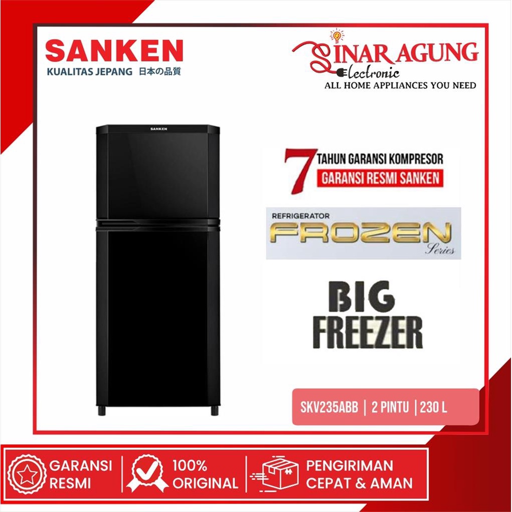 [COD] KULKAS / LEMARI ES SANKEN SKV235ABB / SKV235 / SKV-235 (2 PINTU / 230 LITER) GARANSI RESMI