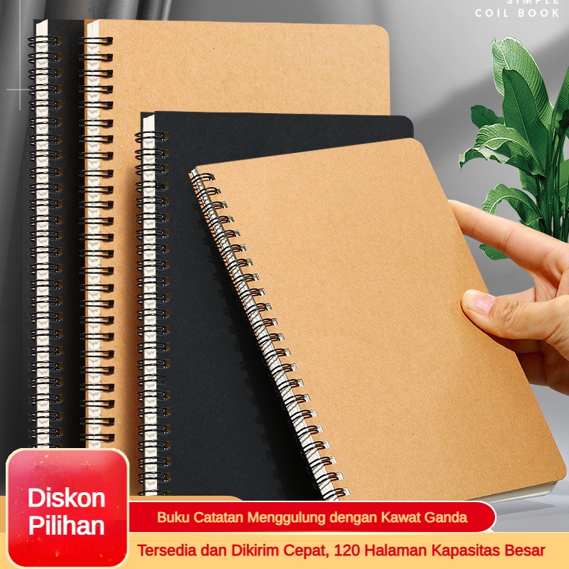 

A5/B5 buku catatan kulit spiral, cocok untuk pelajar dan kantor