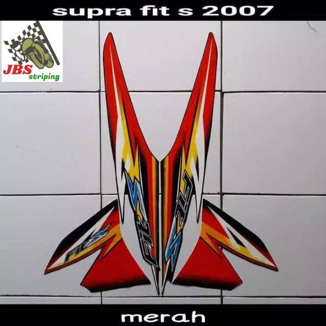 striping supra fit stiker honda supra fit s 2007 2008 merah