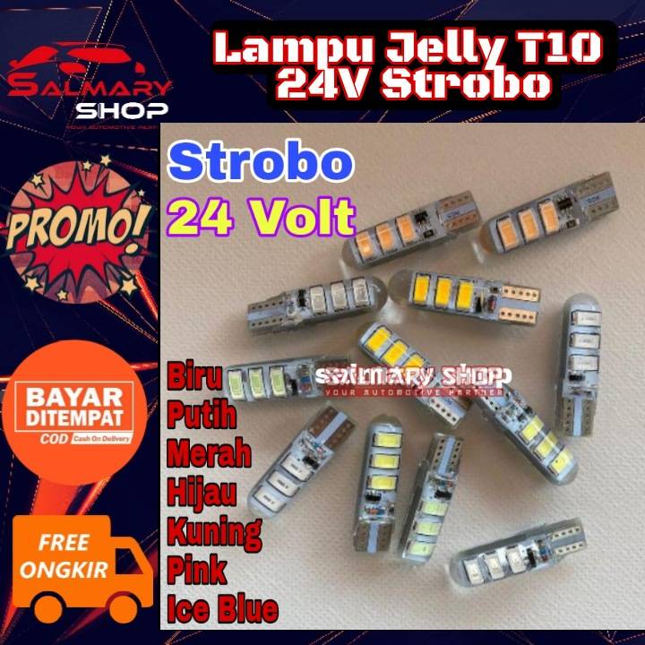 Lampu senja T10 6 led  24v kedip / flash Lampu Kota Truk Bis Strobo 24 Volt 24Volt