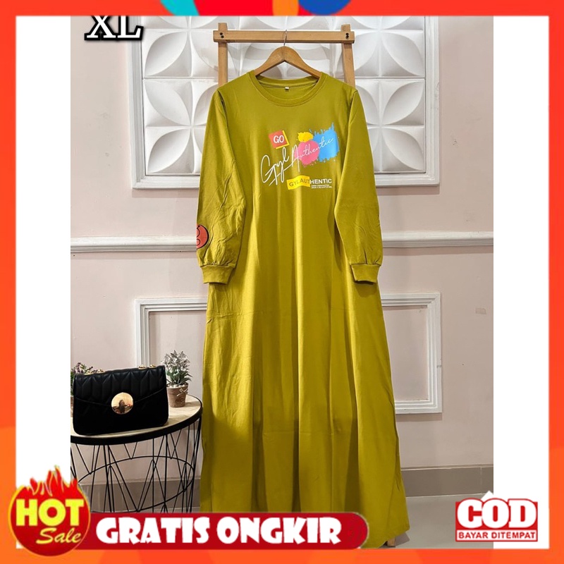 KAIN ADEM HALUS TEBAL / GAMIS WANITA KAOS GYL JUMBO KEKINIAN//GAMIS GYL TERBARU XXL
