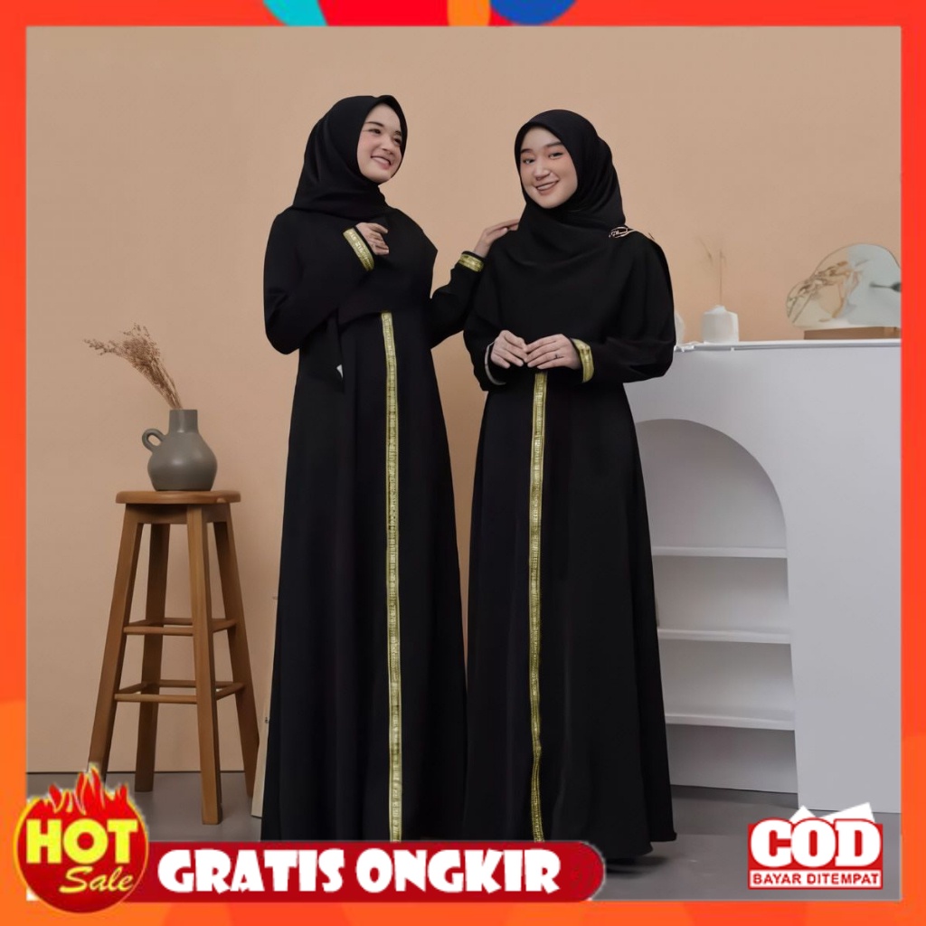 KAIN ADEM HALUS TEBAL / Gamis Abaya Jumbo Terbaru Size M-L-XL-XXL / Gamis Hitam Polos / Baju Muslim 