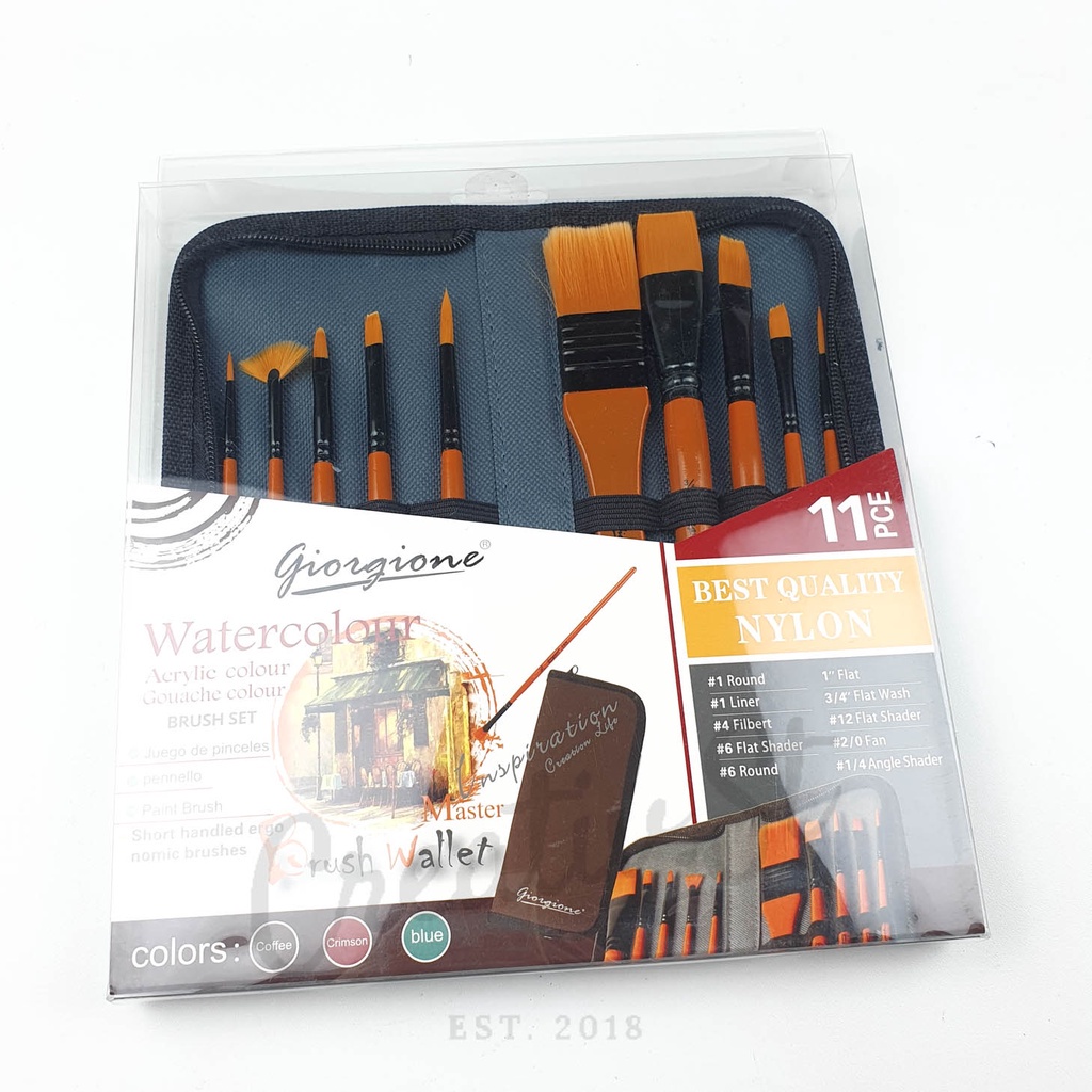 

Giorgione Artist Brush Set Kuas Lukis Cat Air G-F300 11 pcs + Wallet for w/c