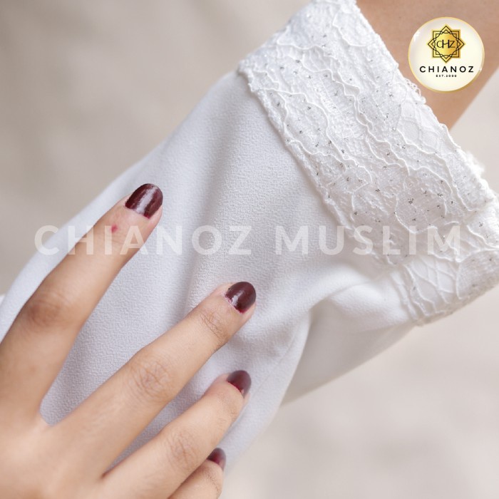 best -Baju Gamis Putih / Busana Muslim / Baju Muslim Wanita #152 STD - Putih Tulang, L