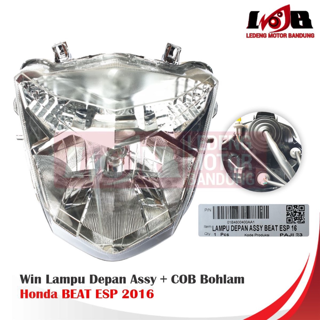 Win Reflektor + COB Bohlam Beat Fi 2016 Headlamp Assy Lampu Depan