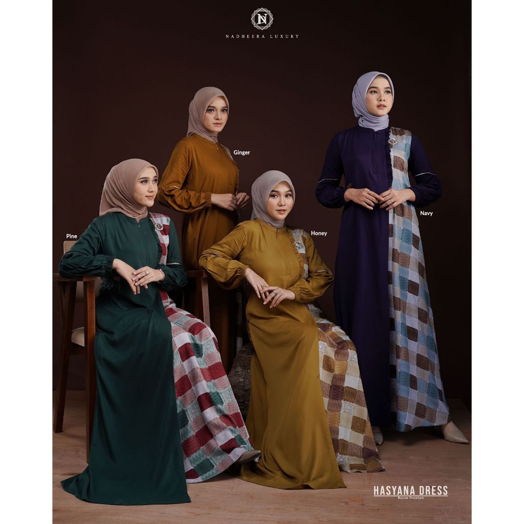 Hasyana Dress ORI by Nadheera Luxury Gamis Terbaru bahan Rayon Premium Jumbo XXL - XXXL Busui Dress 