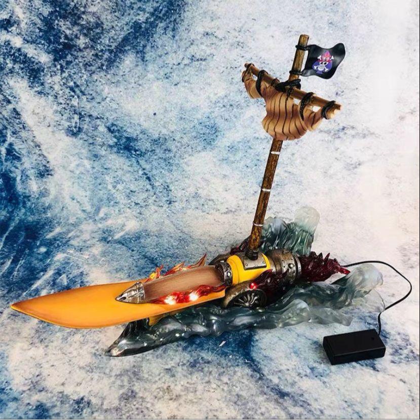 SHP-JF Statue Action Figure One Piece Kapal Portgas D. Ace With LED - Action Figure One Piece Portga