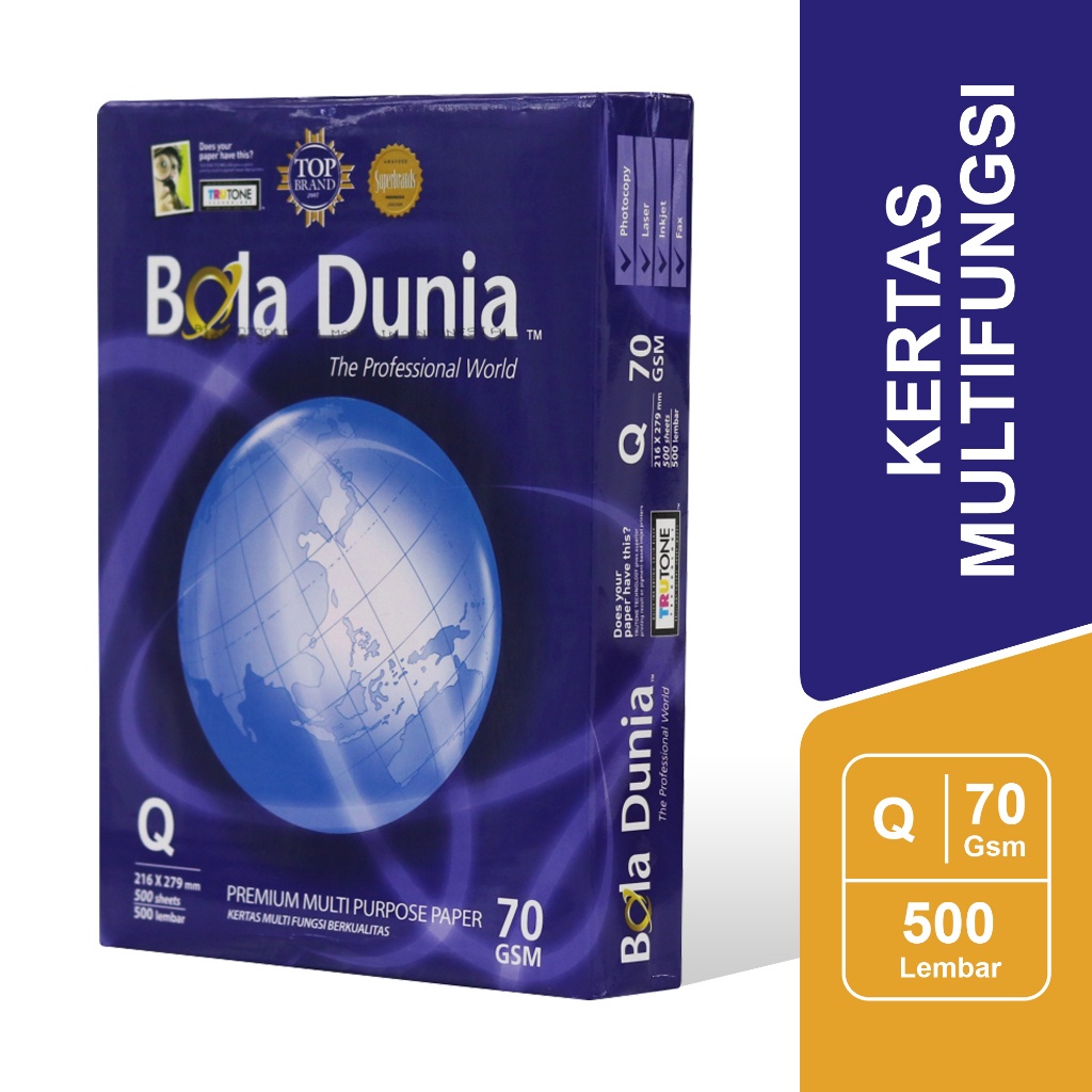 

[BMS Bekasi] Bola Dunia Kertas Print / Fotocopy HVS 70 GSM Q per RIM - BDA PC 70 QG