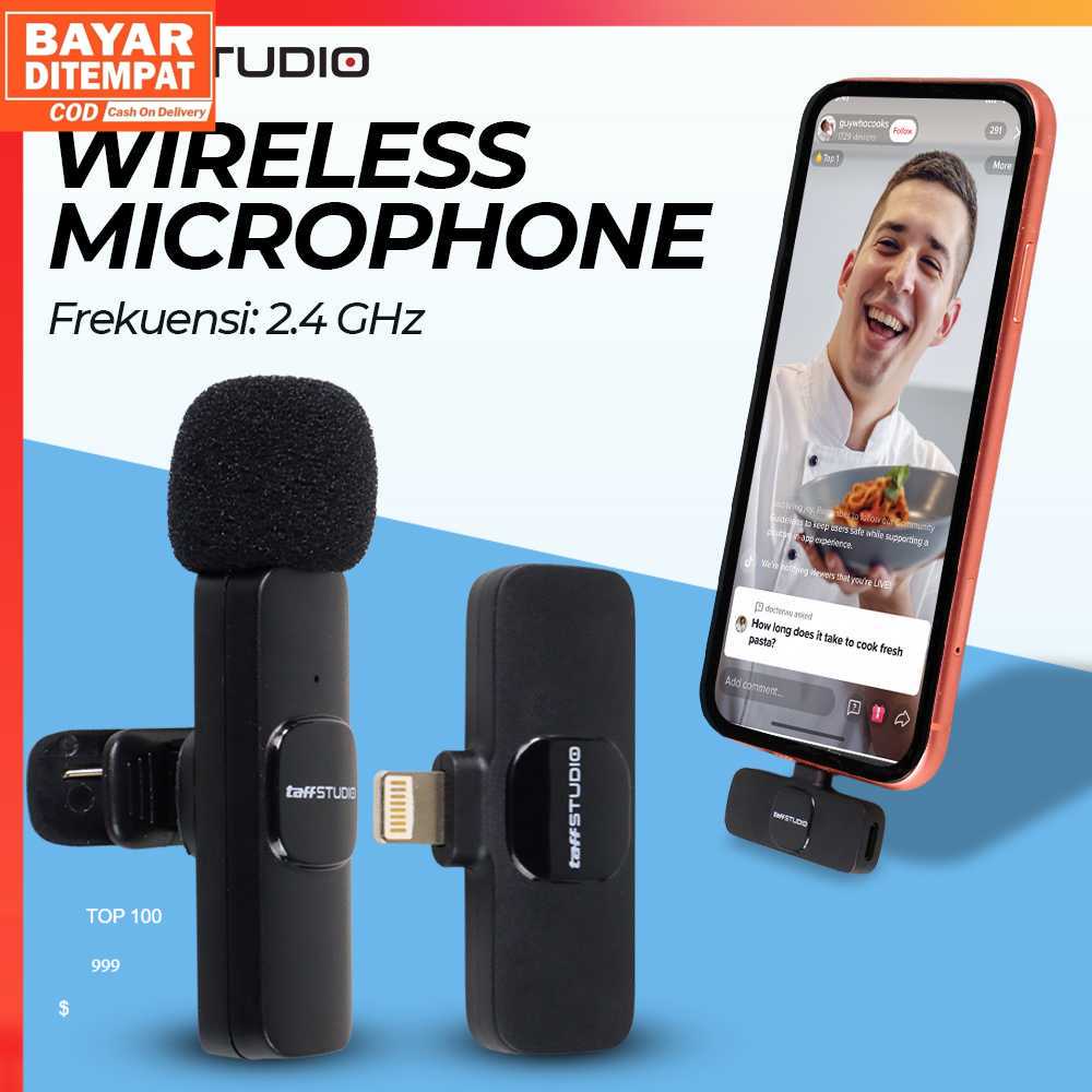 ( 100% ORI ) TaffSTUDIO Wireless Lavalier Lapel Microphone Vlogger Lightning - HO86