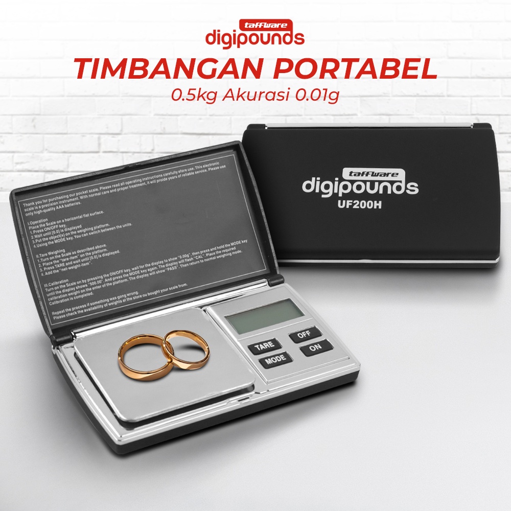 

Taffware Digipounds Timbangan Emas Pocket 0.5kg Akurasi 0.01g - UF200H - Silver