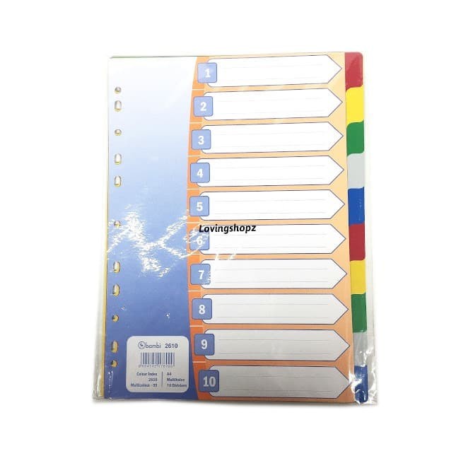 

Pembatas Binder ukuran A4 Bambi,Tab Divider Bambi 2510